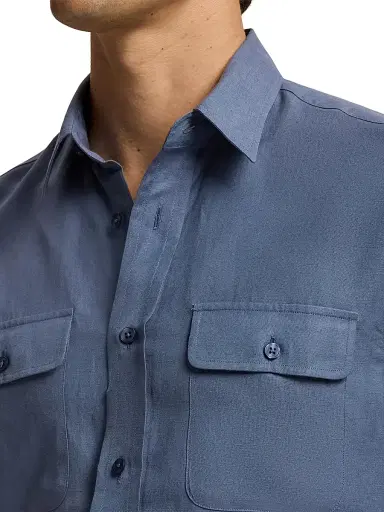 Ralph Lauren Purple Label Men's Silk-Linen Shirt - Vintage Indigo | Thumbnail 5
