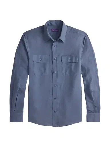 Ralph Lauren Purple Label Men's Silk-Linen Shirt - Vintage Indigo | Thumbnail 1