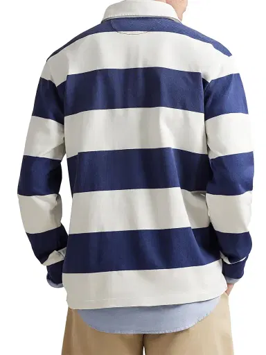Polo Ralph Lauren Men's Rugby Striped Cotton Shirt - Dark Cobalt Deckwash White - Size XL | Thumbnail 4