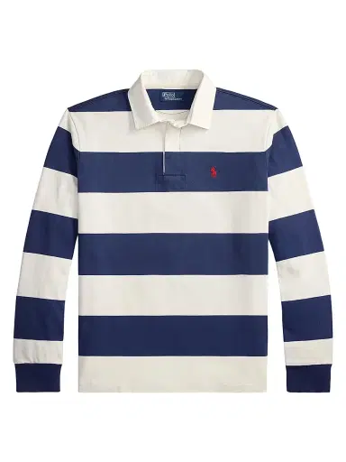 Polo Ralph Lauren Men's Rugby Striped Cotton Shirt - Dark Cobalt Deckwash White - Size XL | Thumbnail 1
