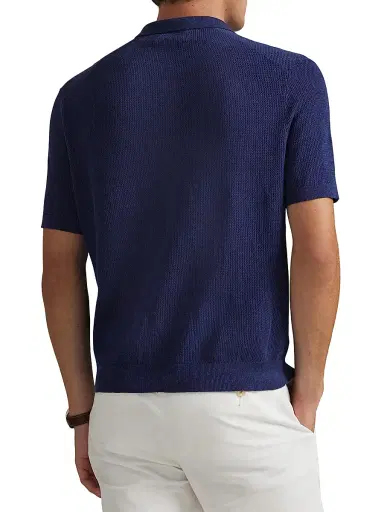 Polo Ralph Lauren Men's Knit Linen-Blend Polo Shirt - New Classic Navy - Size XXL | Thumbnail 4