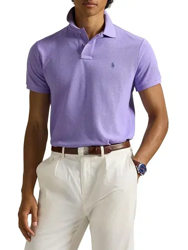 Polo Ralph Lauren Men's Basic Mesh Cotton Polo Shirt - Sky Lavender - Size Large | Thumbnail 3