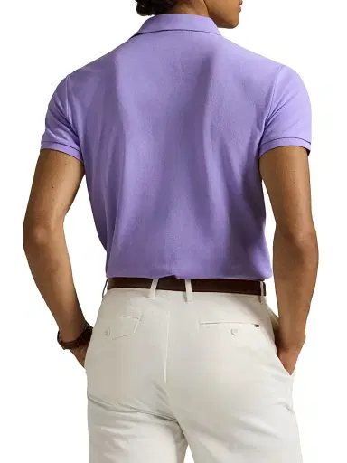 Polo Ralph Lauren Men's Basic Mesh Cotton Polo Shirt - Sky Lavender - Size Large | Thumbnail 4