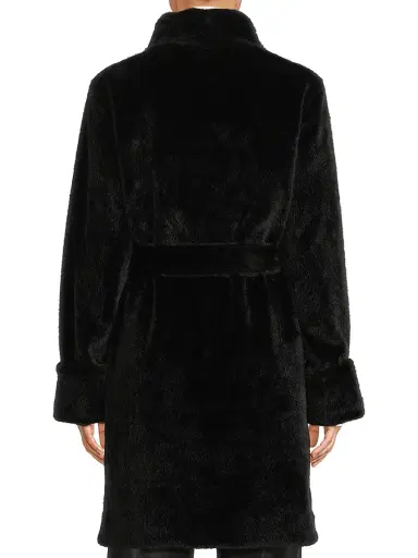 Milly Women's Faux Mink Wrap Coat - Black - Size Large | Thumbnail 5