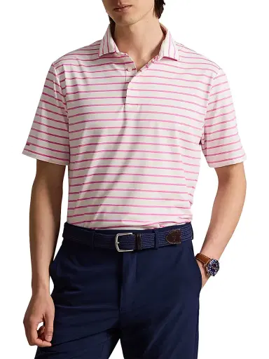 RLX Ralph Lauren Men's Lightweight Airflow Knit Polo Shirt - Dalia Pink Ceramic White - Size XXL | Thumbnail 3 RLX Ralph Lauren Men's Lightweight Airflow Knit Polo Shirt - Dalia Pink Ceramic White - Size XXL | Thumbnail 3