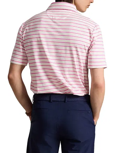 RLX Ralph Lauren Men's Lightweight Airflow Knit Polo Shirt - Dalia Pink Ceramic White - Size XXL | Thumbnail 4 RLX Ralph Lauren Men's Lightweight Airflow Knit Polo Shirt - Dalia Pink Ceramic White - Size XXL | Thumbnail 4