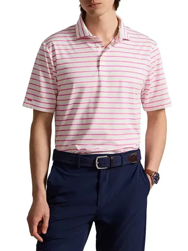 RLX Ralph Lauren Men's Lightweight Airflow Knit Polo Shirt - Dalia Pink Ceramic White - Size XXL | Thumbnail 5 RLX Ralph Lauren Men's Lightweight Airflow Knit Polo Shirt - Dalia Pink Ceramic White - Size XXL | Thumbnail 5