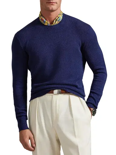 Polo Ralph Lauren Men's Better Linen Open-Knit Sweater - New Classic Navy - Size XXL | Thumbnail 3 Polo Ralph Lauren Men's Better Linen Open-Knit Sweater - New Classic Navy - Size XXL | Thumbnail 3
