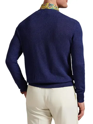 Polo Ralph Lauren Men's Better Linen Open-Knit Sweater - New Classic Navy - Size XXL | Thumbnail 4 Polo Ralph Lauren Men's Better Linen Open-Knit Sweater - New Classic Navy - Size XXL | Thumbnail 4