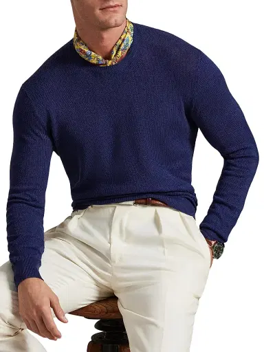 Polo Ralph Lauren Men's Better Linen Open-Knit Sweater - New Classic Navy - Size XXL | Thumbnail 5 Polo Ralph Lauren Men's Better Linen Open-Knit Sweater - New Classic Navy - Size XXL | Thumbnail 5