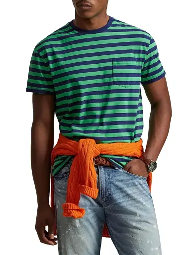 Polo Ralph Lauren Men's Striped Crewneck T-Shirt - Summer Emerald Dark Cobalt - Size XXL | Thumbnail 3 Polo Ralph Lauren Men's Striped Crewneck T-Shirt - Summer Emerald Dark Cobalt - Size XXL | Thumbnail 3