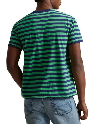Polo Ralph Lauren Men's Striped Crewneck T-Shirt - Summer Emerald Dark Cobalt - Size XXL | Thumbnail 4 Polo Ralph Lauren Men's Striped Crewneck T-Shirt - Summer Emerald Dark Cobalt - Size XXL | Thumbnail 4