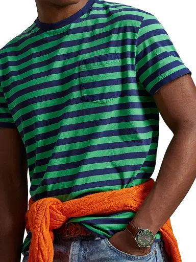Polo Ralph Lauren Men's Striped Crewneck T-Shirt - Summer Emerald Dark Cobalt - Size XXL | Thumbnail 5 Polo Ralph Lauren Men's Striped Crewneck T-Shirt - Summer Emerald Dark Cobalt - Size XXL | Thumbnail 5