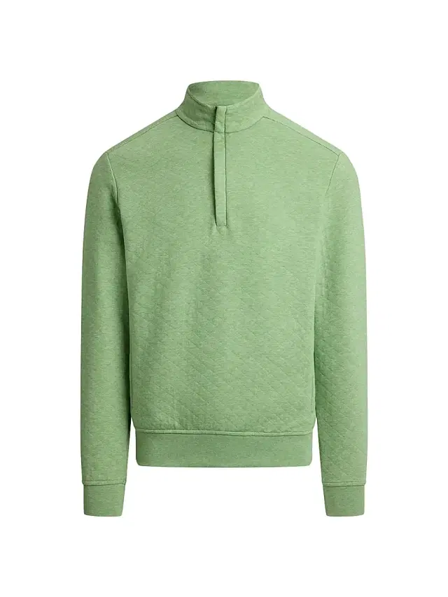 Men's Quilted Double-Knit Quarter-Zip Sweatshirt - Outback Green Heather