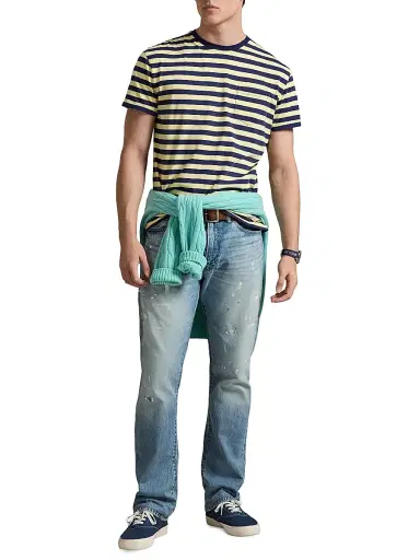 Polo Ralph Lauren Men's Striped Crewneck T-Shirt - Resort Gold Dark Cobalt | Thumbnail 2