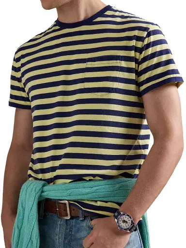 Polo Ralph Lauren Men's Striped Crewneck T-Shirt - Resort Gold Dark Cobalt | Thumbnail 5