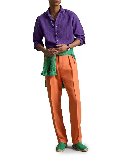 Polo Ralph Lauren Men's Linen Button-Front Shirt - Cabana Purple | Thumbnail 2