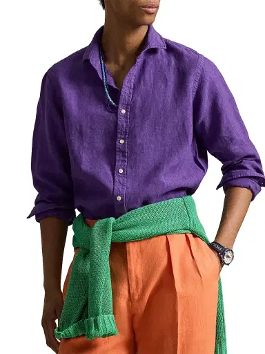 Polo Ralph Lauren Men's Linen Button-Front Shirt - Cabana Purple | Thumbnail 4