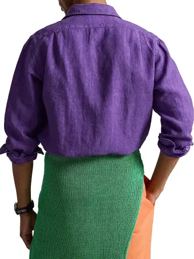 Polo Ralph Lauren Men's Linen Button-Front Shirt - Cabana Purple | Thumbnail 5