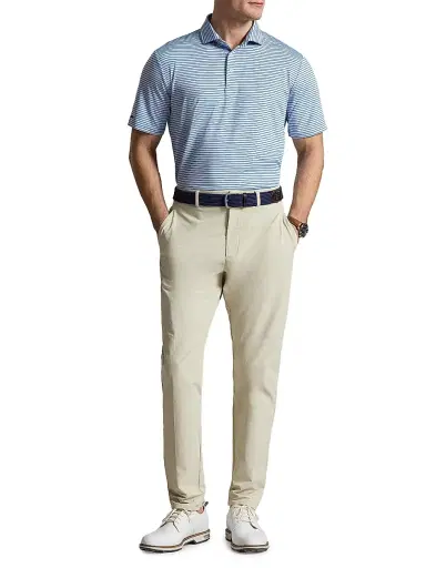 RLX Ralph Lauren Men's Striped Lightweight Airflow Knit Polo Shirt - Office Blue Old Royal - Size XXL | Thumbnail 2 RLX Ralph Lauren Men's Striped Lightweight Airflow Knit Polo Shirt - Office Blue Old Royal - Size XXL | Thumbnail 2
