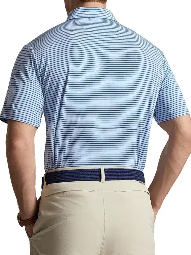 RLX Ralph Lauren Men's Striped Lightweight Airflow Knit Polo Shirt - Office Blue Old Royal - Size XXL | Thumbnail 4 RLX Ralph Lauren Men's Striped Lightweight Airflow Knit Polo Shirt - Office Blue Old Royal - Size XXL | Thumbnail 4