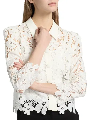Milly Women's June Roja Lace Top - White - Size Large | Thumbnail 6 Milly Women's June Roja Lace Top - White - Size Large | Thumbnail 6