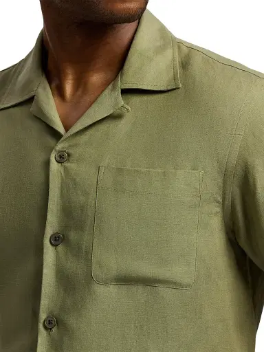 Ralph Lauren Purple Label Men's Silk-Linen Camp Shirt - Fern Green | Thumbnail 6 Ralph Lauren Purple Label Men's Silk-Linen Camp Shirt - Fern Green | Thumbnail 6