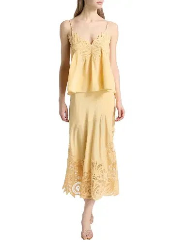 Ulla Johnson Women's Oona Silk Lace-Hem Maxi Skirt - Dandelion - Size 14 | Thumbnail 2 Ulla Johnson Women's Oona Silk Lace-Hem Maxi Skirt - Dandelion - Size 14 | Thumbnail 2