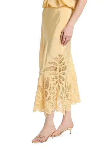 Ulla Johnson Women's Oona Silk Lace-Hem Maxi Skirt - Dandelion - Size 14 | Thumbnail 4 Ulla Johnson Women's Oona Silk Lace-Hem Maxi Skirt - Dandelion - Size 14 | Thumbnail 4