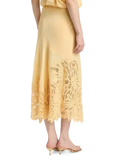 Ulla Johnson Women's Oona Silk Lace-Hem Maxi Skirt - Dandelion - Size 14 | Thumbnail 5 Ulla Johnson Women's Oona Silk Lace-Hem Maxi Skirt - Dandelion - Size 14 | Thumbnail 5