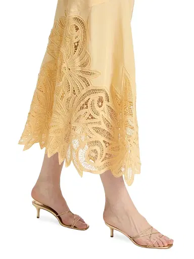 Ulla Johnson Women's Oona Silk Lace-Hem Maxi Skirt - Dandelion - Size 14 | Thumbnail 6 Ulla Johnson Women's Oona Silk Lace-Hem Maxi Skirt - Dandelion - Size 14 | Thumbnail 6