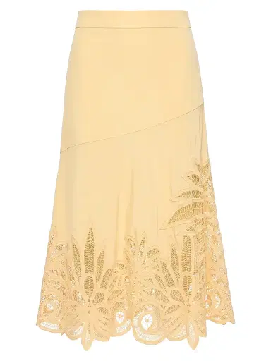 Ulla Johnson Women's Oona Silk Lace-Hem Maxi Skirt - Dandelion - Size 14 | Thumbnail 1 Ulla Johnson Women's Oona Silk Lace-Hem Maxi Skirt - Dandelion - Size 14 | Thumbnail 1