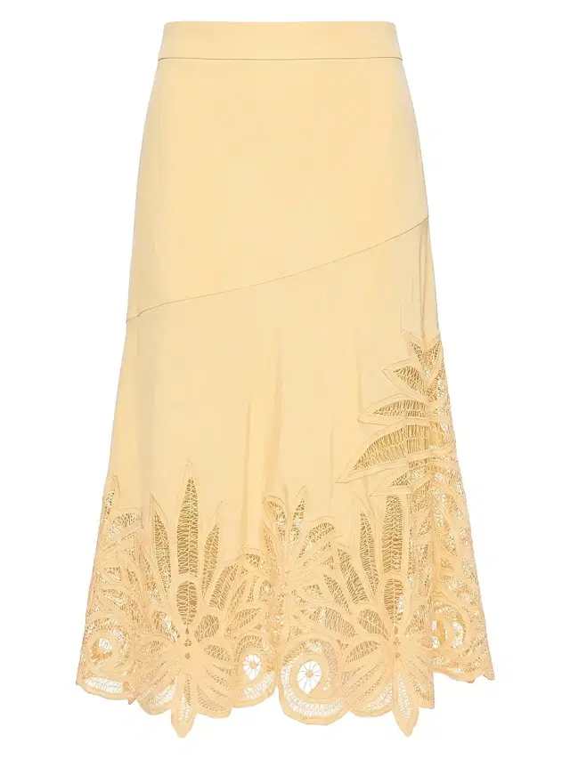 Ulla Johnson Women's Oona Silk Lace-Hem Maxi Skirt - Dandelion