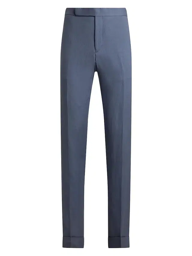 Ralph Lauren Purple Label Men's Gregory Hand-Tailored Silk-Linen Trousers - Vintage Indigo