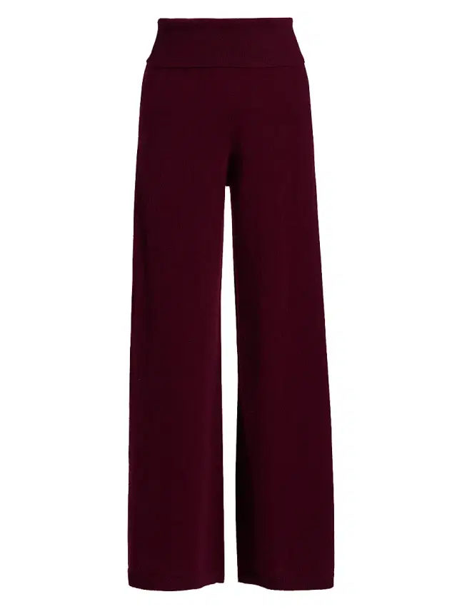 Stellae Dux Women's Cashmere Foldover Knit Pants - Rosewood