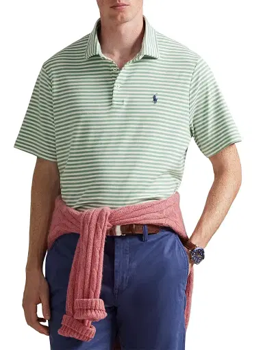 Polo Ralph Lauren Men's Striped Cotton Logo Polo Shirt - Faded Mint White - Size XXL | Thumbnail 3 Polo Ralph Lauren Men's Striped Cotton Logo Polo Shirt - Faded Mint White - Size XXL | Thumbnail 3