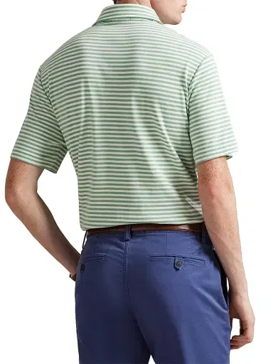 Polo Ralph Lauren Men's Striped Cotton Logo Polo Shirt - Faded Mint White - Size XXL | Thumbnail 4 Polo Ralph Lauren Men's Striped Cotton Logo Polo Shirt - Faded Mint White - Size XXL | Thumbnail 4