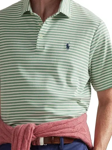 Polo Ralph Lauren Men's Striped Cotton Logo Polo Shirt - Faded Mint White - Size XXL | Thumbnail 5 Polo Ralph Lauren Men's Striped Cotton Logo Polo Shirt - Faded Mint White - Size XXL | Thumbnail 5