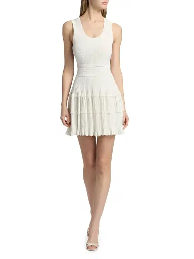 Milly Women's Suri Scallop-Trim Fit & Flare Minidress | Thumbnail 2 Milly Women's Suri Scallop-Trim Fit & Flare Minidress | Thumbnail 2