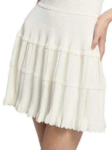Milly Women's Suri Scallop-Trim Fit & Flare Minidress | Thumbnail 6 Milly Women's Suri Scallop-Trim Fit & Flare Minidress | Thumbnail 6