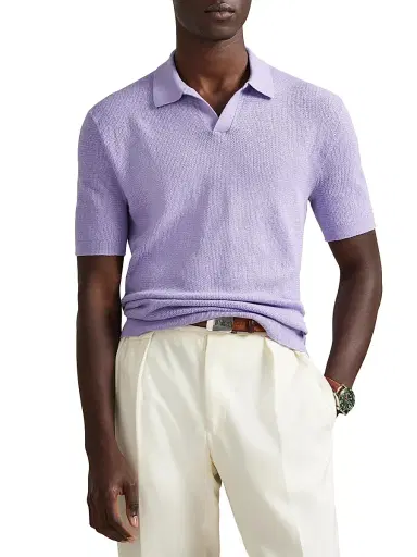Polo Ralph Lauren Men's Knit Linen-Blend Polo Shirt | Thumbnail 3 Polo Ralph Lauren Men's Knit Linen-Blend Polo Shirt | Thumbnail 3