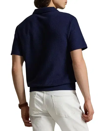 Polo Ralph Lauren Men's Textured Cotton Johnny Collar Polo - Cruise Navy - Size XXL | Thumbnail 4