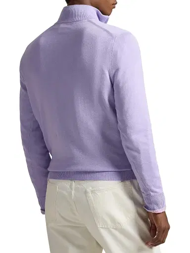Polo Ralph Lauren Men's Cotton Quarter-Zip Sweater - Powder Purple - Size XXL | Thumbnail 4 Polo Ralph Lauren Men's Cotton Quarter-Zip Sweater - Powder Purple - Size XXL | Thumbnail 4