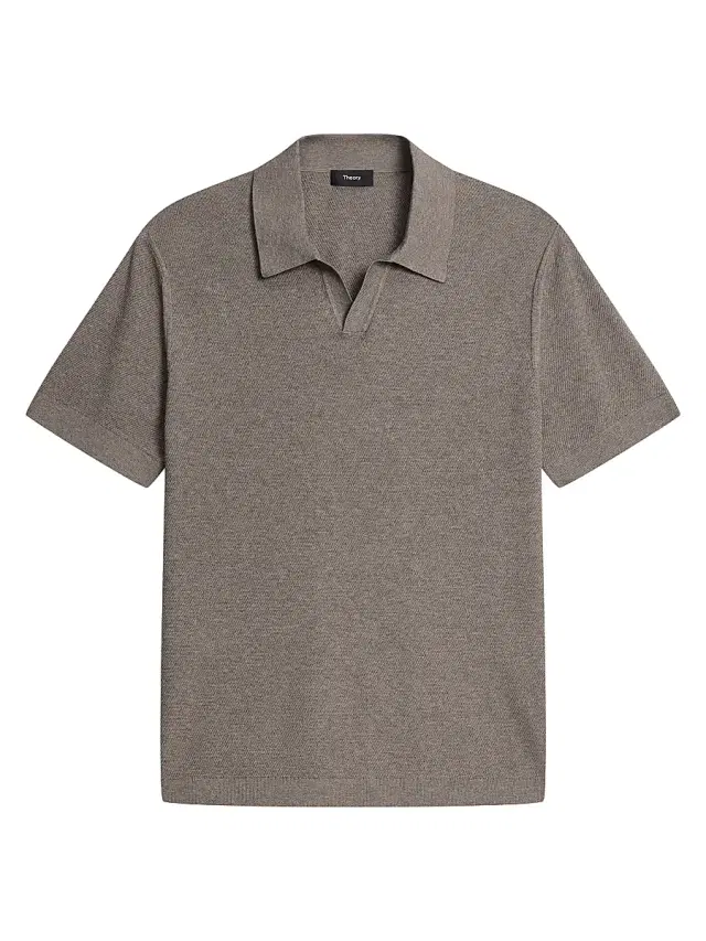Theory Men's Brenan Textured Polo Shirt - Morel Melange