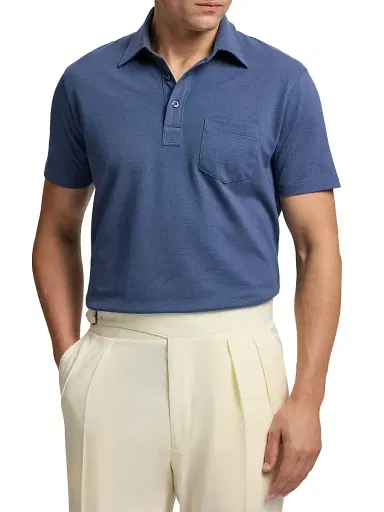 Ralph Lauren Purple Label Men's Cotton-Cashmere Piqué Polo Shirt | Thumbnail 3 Ralph Lauren Purple Label Men's Cotton-Cashmere Piqué Polo Shirt | Thumbnail 3