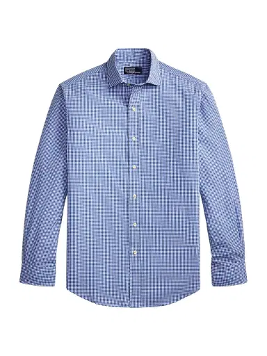 Polo Ralph Lauren Men's Gingham Cotton Poplin Button-Front Shirt - Blue White - Size XXL | Thumbnail 1 Polo Ralph Lauren Men's Gingham Cotton Poplin Button-Front Shirt - Blue White - Size XXL | Thumbnail 1