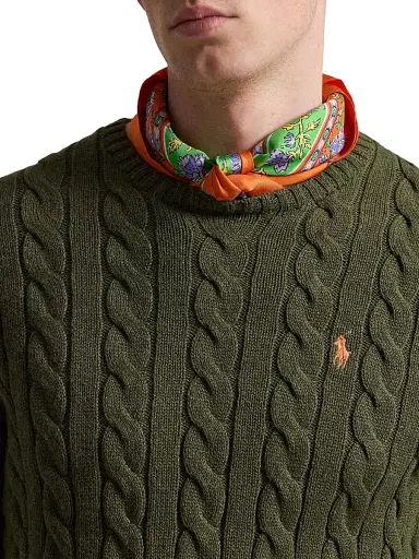 Polo Ralph Lauren Men's Cable-Knit Roving Cotton Sweater - Garden Trail Heather - Size XL | Thumbnail 5 Polo Ralph Lauren Men's Cable-Knit Roving Cotton Sweater - Garden Trail Heather - Size XL | Thumbnail 5