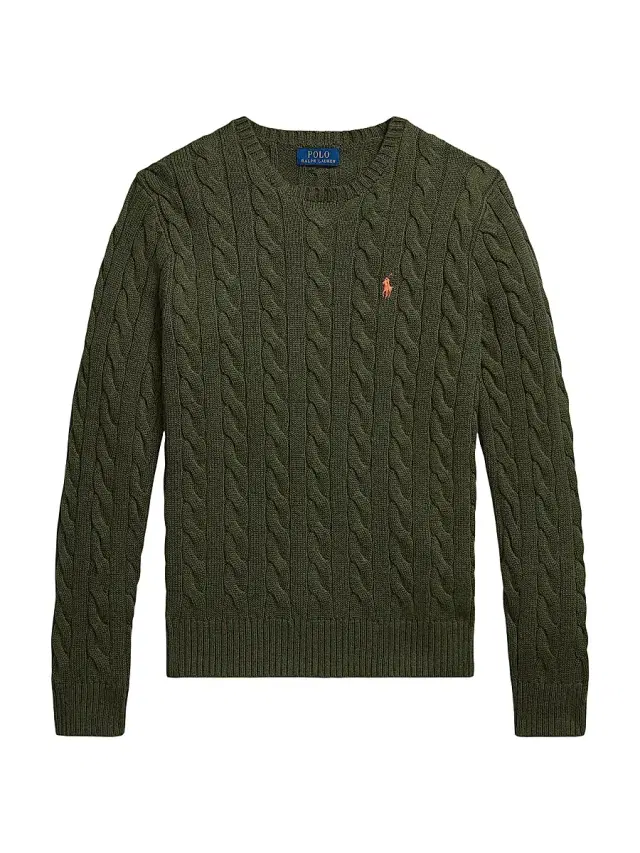 Polo Ralph Lauren Men's Cable-Knit Roving Cotton Sweater - Garden Trail Heather