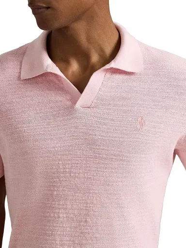 Polo Ralph Lauren Men's Cotton-Linen Knit Polo Shirt - Carmel Pink Deck Wash White - Size XXL | Thumbnail 5
