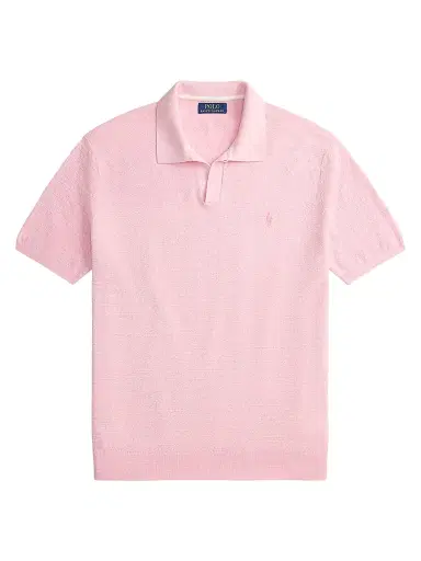 Polo Ralph Lauren Men's Cotton-Linen Knit Polo Shirt - Carmel Pink Deck Wash White - Size XXL | Thumbnail 1